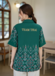 ออกแบบเสื้อทีมผ้าไทย รับผลิตเสื้อทีมผ้าไทย ทรงฮาวาย ด้านหน้า