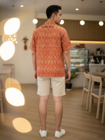 เสื้อทีมผ้าไทย ลายมัดหมี่ ด้านหลัง