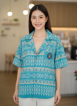 ออกแบบเสื้อทีมผ้าไทย รับผลิตเสื้อทีมผ้าไทย ทรงฮาวาย ด้านหน้า
