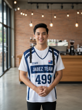 ออกแบบเสื้อกั๊ก รับผลิตเสื้อกั๊ก JABEZ ด้านหน้า