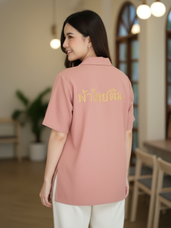 เสื้อทีมผ้าไทย ลายมัดหมี่ ด้านหลัง