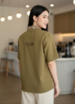 ออกแบบเสื้อทีมผ้าไทย รับผลิตเสื้อทีมผ้าไทย ทรงฮาวาย ด้านหน้า