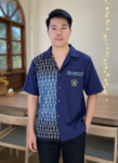 ออกแบบเสื้อทีมผ้าไทย รับผลิตเสื้อทีมผ้าไทย ทรงฮาวาย ด้านหน้า