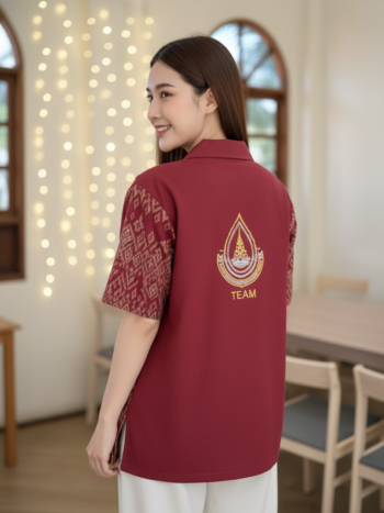 เสื้อทีมผ้าไทย ลายมัดหมี่ ด้านหลัง