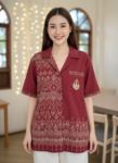 ออกแบบเสื้อทีมผ้าไทย รับผลิตเสื้อทีมผ้าไทย ทรงฮาวาย ด้านหน้า