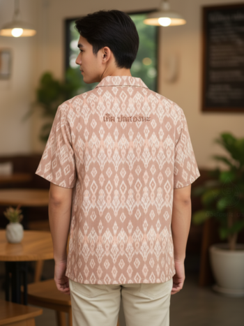 เสื้อทีมผ้าไทย ลายมัดหมี่ ด้านหลัง