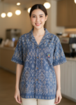 ออกแบบเสื้อทีมผ้าไทย รับผลิตเสื้อทีมผ้าไทย ทรงฮาวาย ด้านหน้า