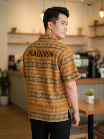 เสื้อทีมผ้าไทย ลายมัดหมี่ ด้านหลัง