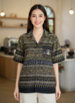 ออกแบบเสื้อทีมผ้าไทย รับผลิตเสื้อทีมผ้าไทย ทรงฮาวาย ด้านหน้า