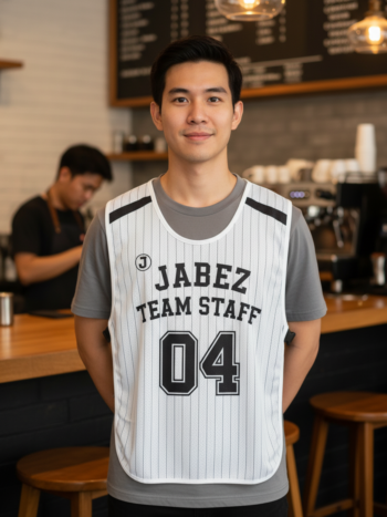 ออกแบบเสื้อกั๊ก รับผลิตเสื้อกั๊ก JABEZ ด้านหน้า