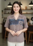 ออกแบบเสื้อทีมผ้าไทย รับผลิตเสื้อทีมผ้าไทย ทรงฮาวาย ด้านหน้า