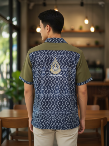 เสื้อทีมผ้าไทย ลายมัดหมี่ ด้านหลัง