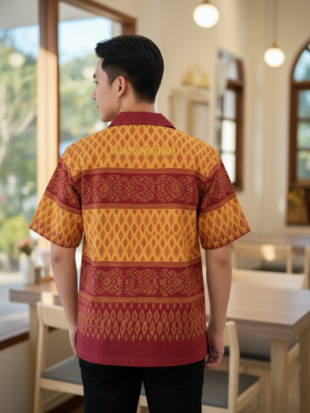 เสื้อทีมผ้าไทย ลายมัดหมี่ ด้านหลัง