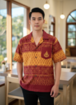 ออกแบบเสื้อทีมผ้าไทย รับผลิตเสื้อทีมผ้าไทย ทรงฮาวาย ด้านหน้า