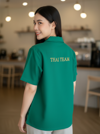 เสื้อทีมผ้าไทย ลายมัดหมี่ ด้านหลัง