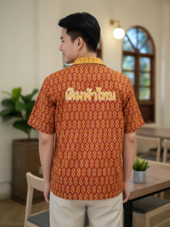 เสื้อทีมผ้าไทย ลายมัดหมี่ ด้านหลัง