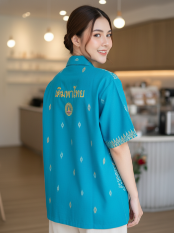 เสื้อทีมผ้าไทย ลายมัดหมี่ ด้านหลัง