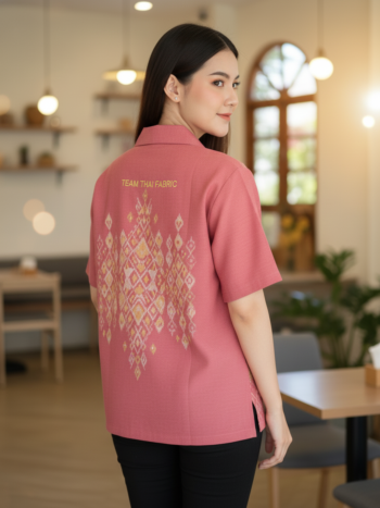เสื้อทีมผ้าไทย ลายมัดหมี่ ด้านหลัง