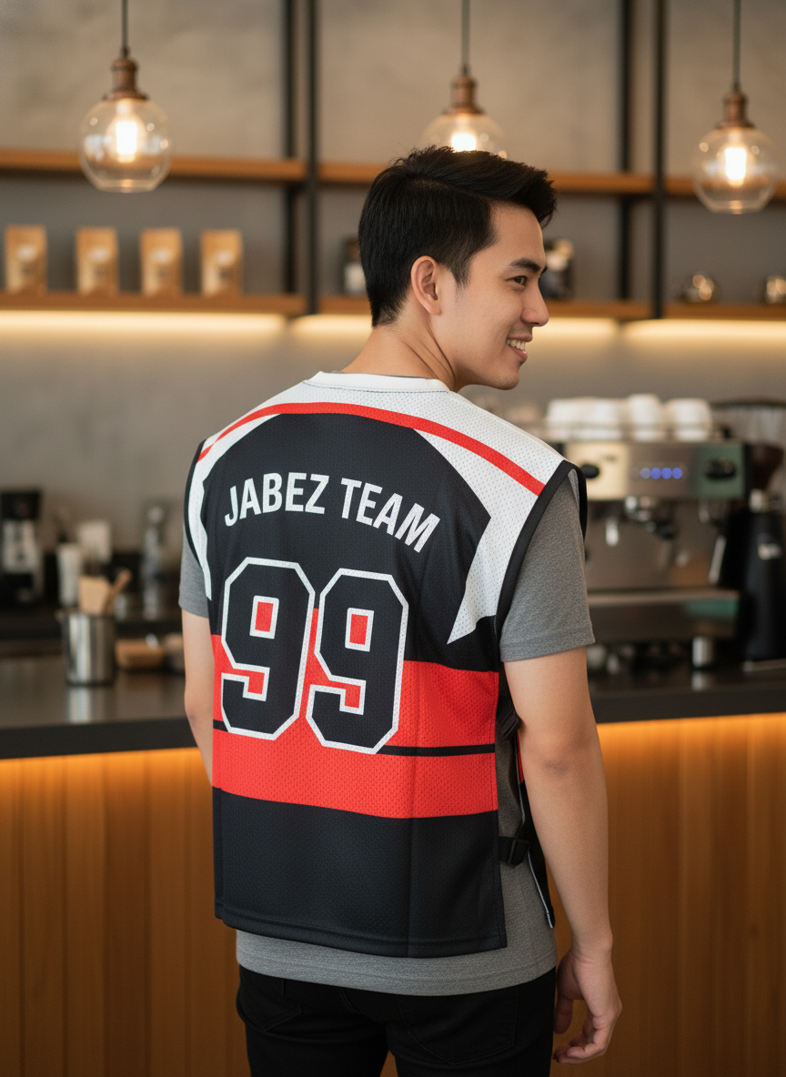 เสื้อกั๊กทีม JABEZ ลายด้านหลัง เสื้อกั๊กทีม JABEZ ลายด้านหลัง