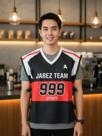 ออกแบบเสื้อกั๊ก รับผลิตเสื้อกั๊ก JABEZ ด้านหน้า