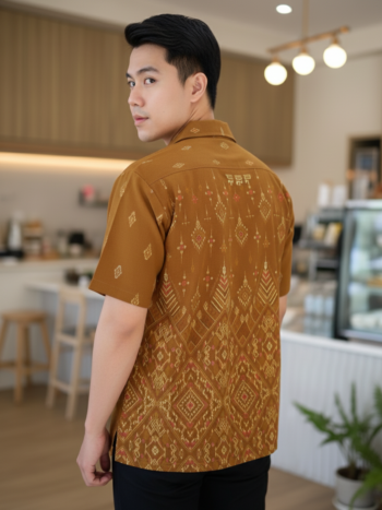 เสื้อทีมผ้าไทย ลายมัดหมี่ ด้านหลัง
