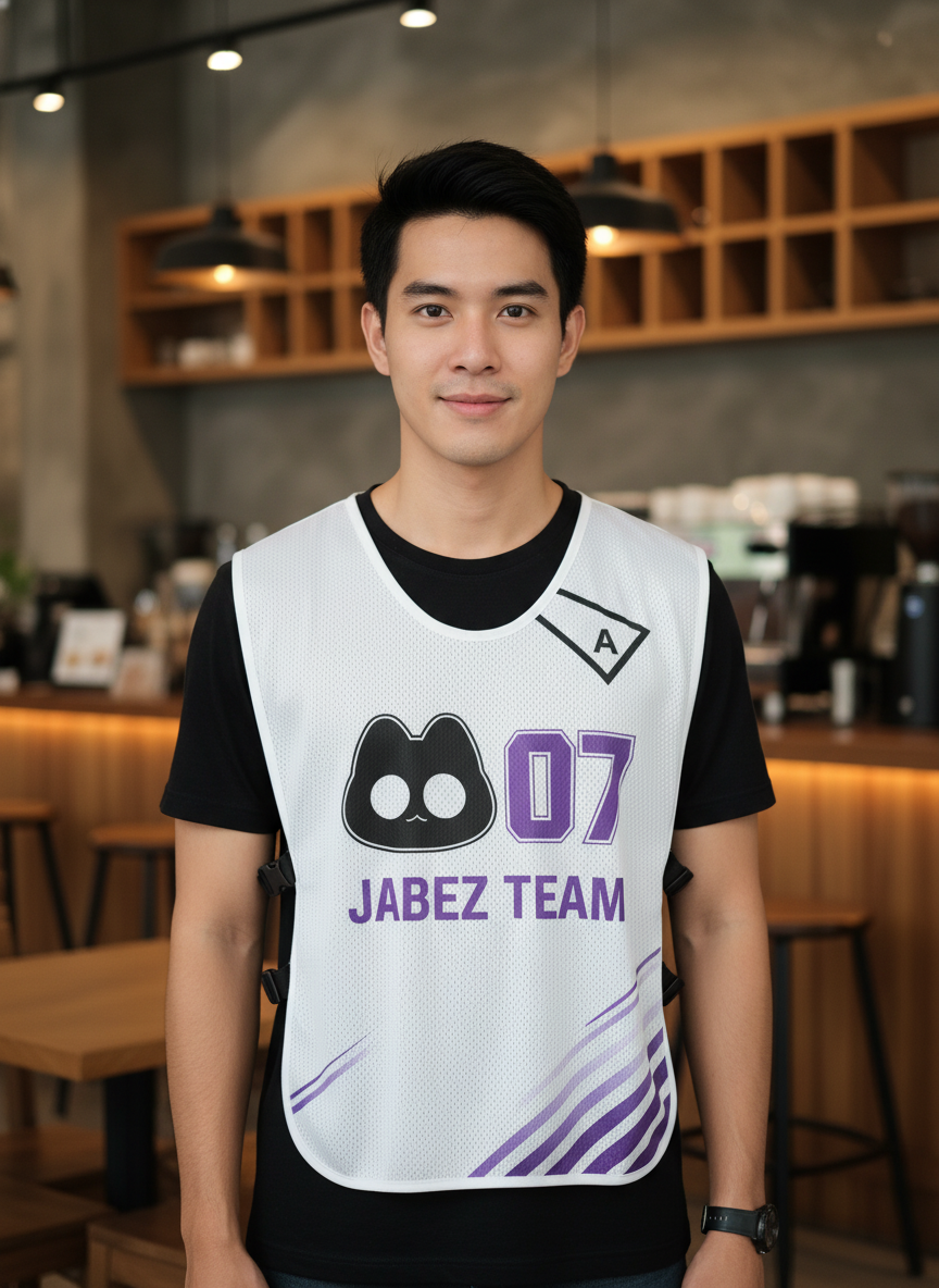 ออกแบบเสื้อกั๊ก รับผลิตเสื้อกั๊ก JABEZ ด้านหน้า ออกแบบเสื้อกั๊ก รับผลิตเสื้อกั๊ก JABEZ ด้านหน้า