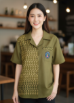 ออกแบบเสื้อทีมผ้าไทย รับผลิตเสื้อทีมผ้าไทย ทรงฮาวาย ด้านหน้า