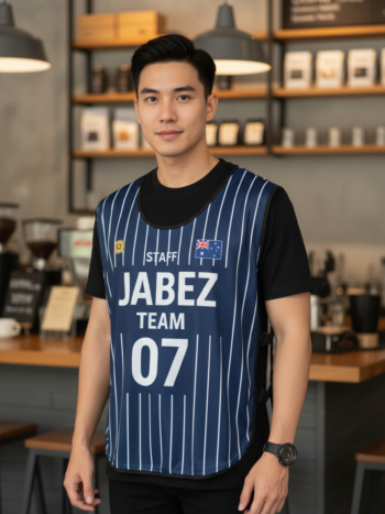 ออกแบบเสื้อกั๊ก รับผลิตเสื้อกั๊ก JABEZ ด้านหน้า