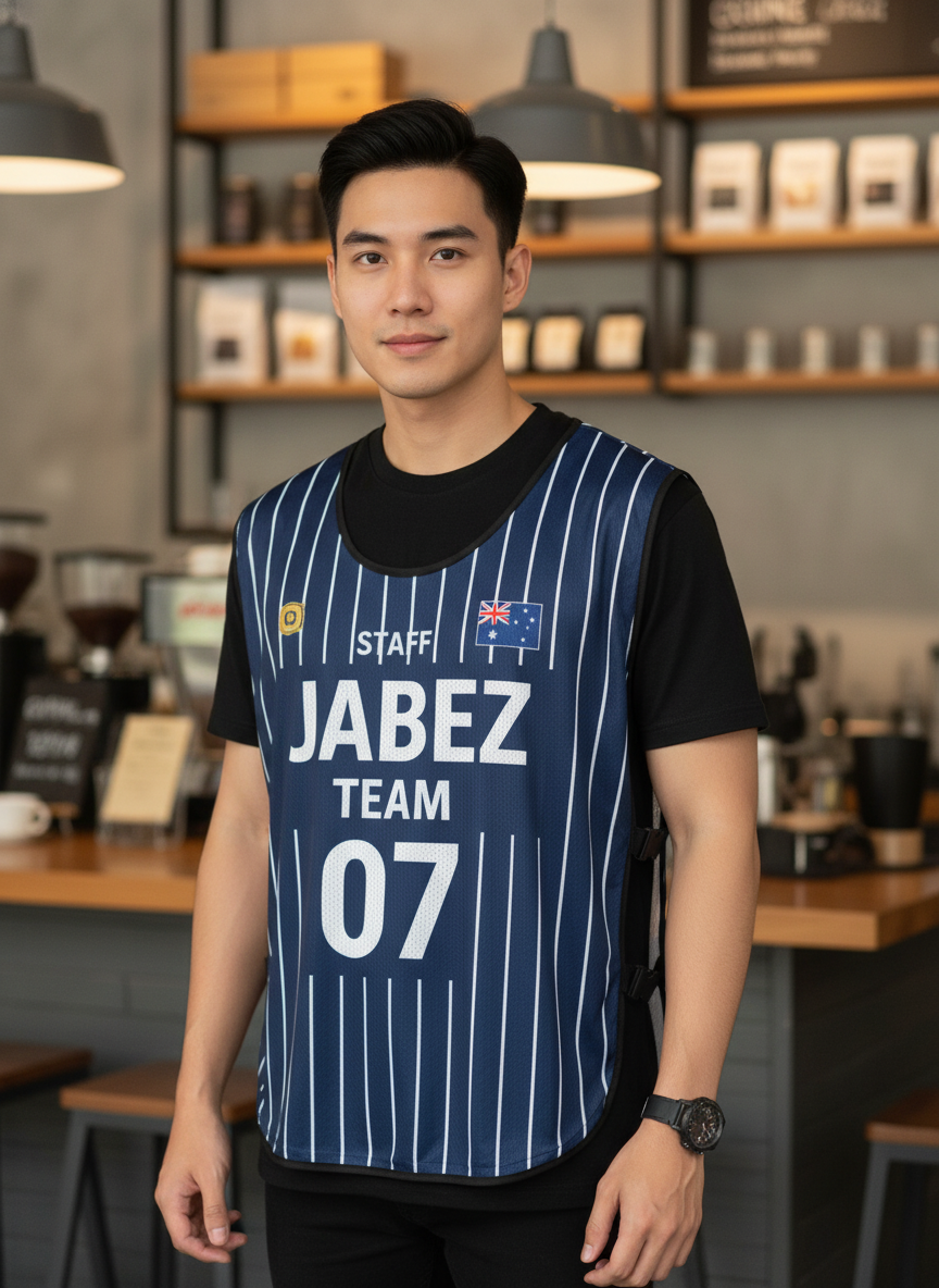 ออกแบบเสื้อกั๊ก รับผลิตเสื้อกั๊ก JABEZ ด้านหน้า ออกแบบเสื้อกั๊ก รับผลิตเสื้อกั๊ก JABEZ ด้านหน้า