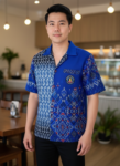 ออกแบบเสื้อทีมผ้าไทย รับผลิตเสื้อทีมผ้าไทย ทรงฮาวาย ด้านหน้า