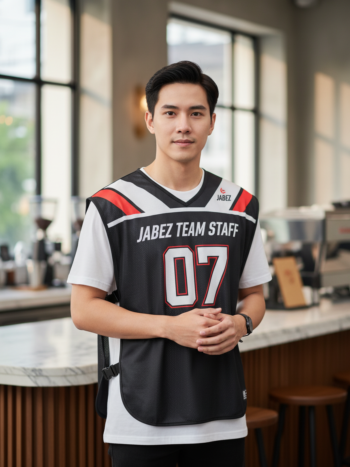 ออกแบบเสื้อกั๊ก รับผลิตเสื้อกั๊ก JABEZ ด้านหน้า