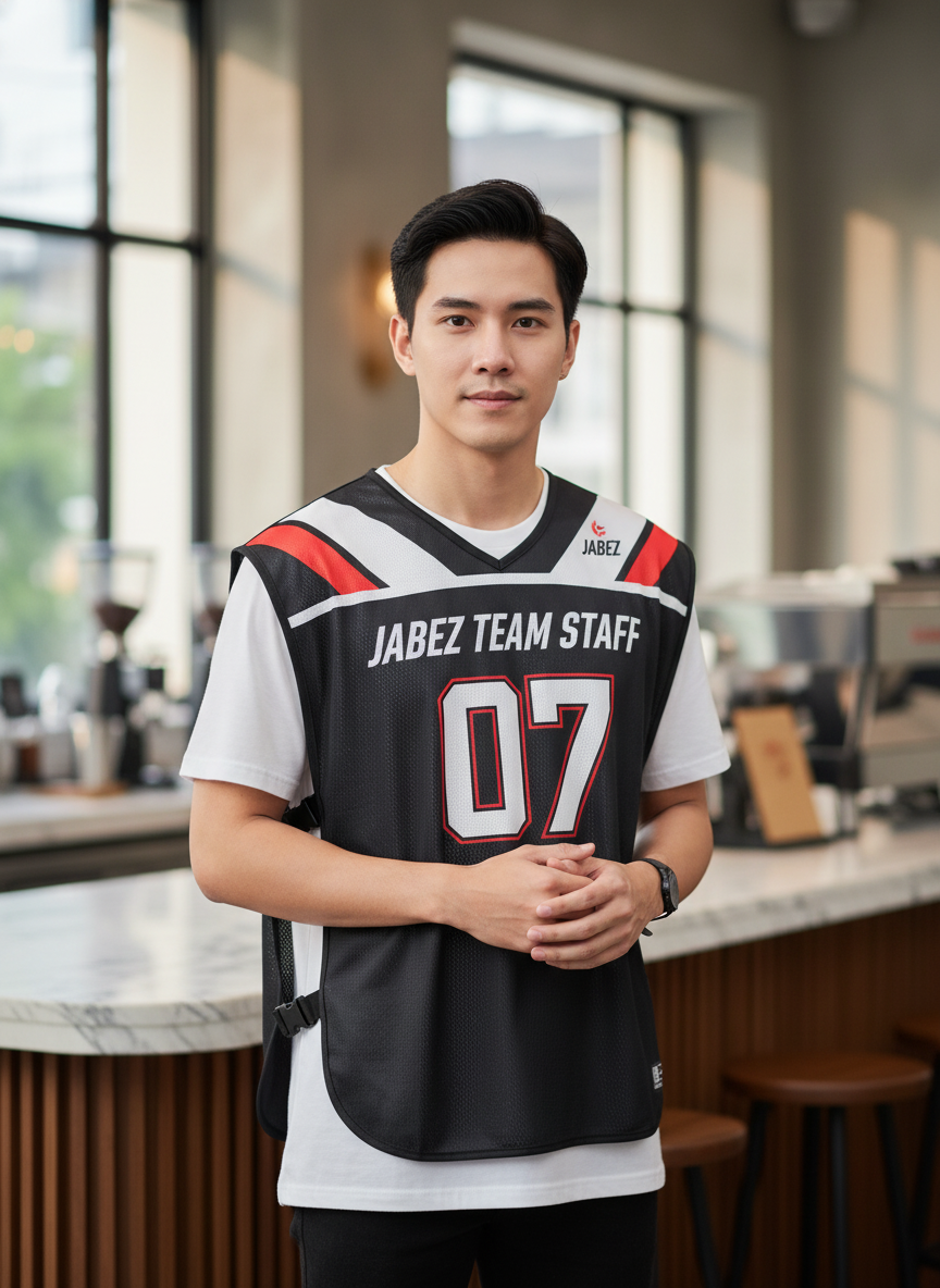ออกแบบเสื้อกั๊ก รับผลิตเสื้อกั๊ก JABEZ ด้านหน้า ออกแบบเสื้อกั๊ก รับผลิตเสื้อกั๊ก JABEZ ด้านหน้า