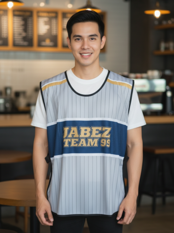 ออกแบบเสื้อกั๊ก รับผลิตเสื้อกั๊ก JABEZ ด้านหน้า
