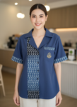 ออกแบบเสื้อทีมผ้าไทย รับผลิตเสื้อทีมผ้าไทย ทรงฮาวาย ด้านหน้า