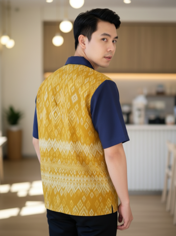 เสื้อทีมผ้าไทย ลายมัดหมี่ ด้านหลัง