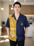 ออกแบบเสื้อทีมผ้าไทย รับผลิตเสื้อทีมผ้าไทย ทรงฮาวาย ด้านหน้า