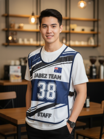 ออกแบบเสื้อกั๊ก รับผลิตเสื้อกั๊ก JABEZ ด้านหน้า