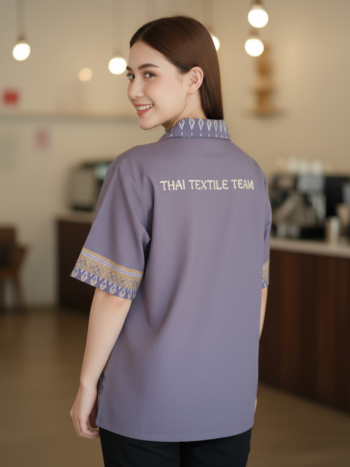 เสื้อทีมผ้าไทย ลายมัดหมี่ ด้านหลัง