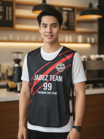ออกแบบเสื้อกั๊ก รับผลิตเสื้อกั๊ก JABEZ ด้านหน้า