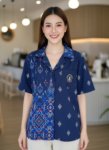 ออกแบบเสื้อทีมผ้าไทย รับผลิตเสื้อทีมผ้าไทย ทรงฮาวาย ด้านหน้า