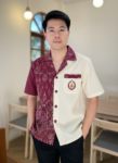 ออกแบบเสื้อทีมผ้าไทย รับผลิตเสื้อทีมผ้าไทย ทรงฮาวาย ด้านหน้า