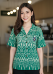 ออกแบบเสื้อทีมผ้าไทย รับผลิตเสื้อทีมผ้าไทย ทรงฮาวาย ด้านหน้า