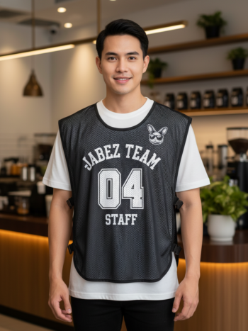 ออกแบบเสื้อกั๊ก รับผลิตเสื้อกั๊ก JABEZ ด้านหน้า