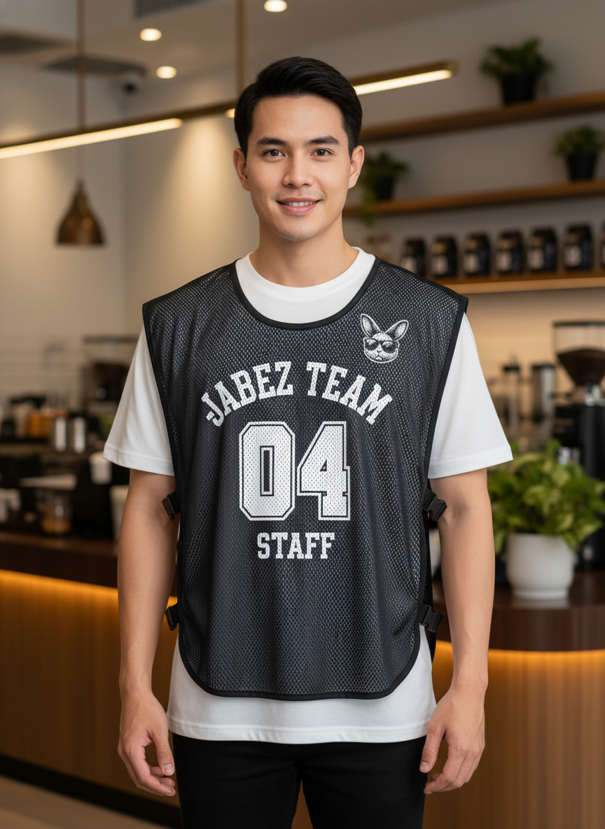 ออกแบบเสื้อกั๊ก รับผลิตเสื้อกั๊ก JABEZ ด้านหน้า ออกแบบเสื้อกั๊ก รับผลิตเสื้อกั๊ก JABEZ ด้านหน้า