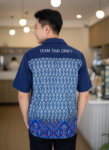 ออกแบบเสื้อทีมผ้าไทย รับผลิตเสื้อทีมผ้าไทย ทรงฮาวาย ด้านหน้า