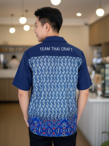 เสื้อทีมผ้าไทย ลายมัดหมี่ ด้านหลัง
