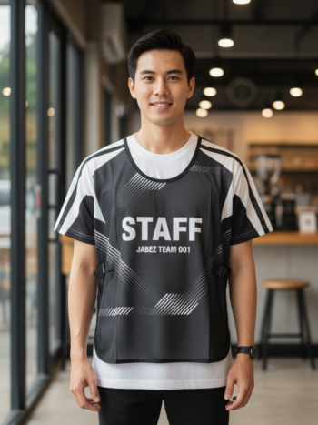 ออกแบบเสื้อกั๊ก รับผลิตเสื้อกั๊ก JABEZ ด้านหน้า