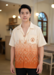 ออกแบบเสื้อทีมผ้าไทย รับผลิตเสื้อทีมผ้าไทย ทรงฮาวาย ด้านหน้า