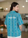 ออกแบบเสื้อทีมผ้าไทย รับผลิตเสื้อทีมผ้าไทย ทรงฮาวาย ด้านหน้า