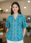 ออกแบบเสื้อทีมผ้าไทย รับผลิตเสื้อทีมผ้าไทย ทรงฮาวาย ด้านหน้า